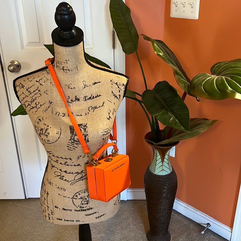 Brandon Blackwood Neon Orange Crossbody Bag